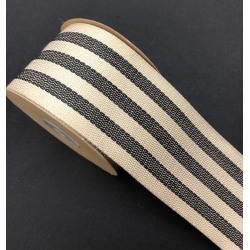 Faux Burlap Ribbon Black Stripe 2.5" 10y